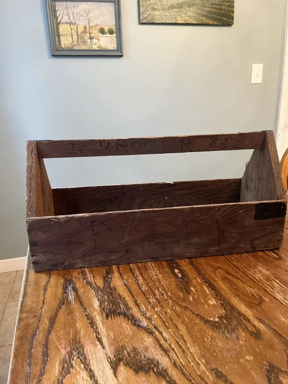 Vintage Handmade Wooden Toolbox Rustic 21
